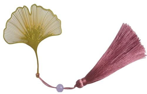 Lucien Lesezeichen Metal, Bookmark, Lesezeichen Personalisiert, Quaste Exquisites Lesezeichen für Weihnachtsgeschenk, Abschiedsgeschenk für Freunde, Kollegen, Studenten und Lehrer(Ginkgo Biloba)