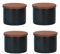 HASAYAKI Pots de conservation, lot de 4 boîtes en céramique 220 ml x4 pour café, thé, sucre, farine de céréales et épices avec couvercles hermétiques en bambou, 9C50CWx4_Noir