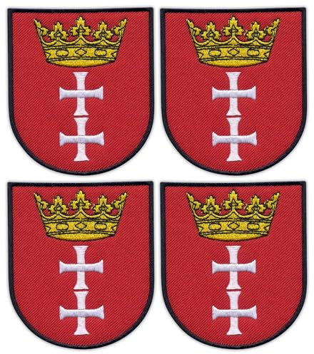 4er-Set – Wappen der Stadt Danzig – Aufnäher – bestickter Aufnäher / Abzeichen / Emblem