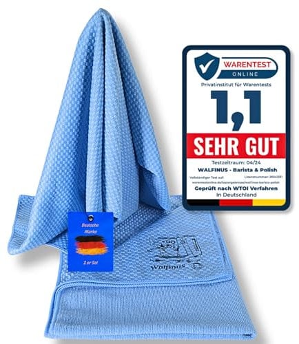 Walfinus Duo Geschirrtücher XXL 50x70cm Waffeltuch+Frotteeseite weiche Streifen-fusselfreie Fenstertücher, Poliertuch, Mikrofasertücher, Barista Tuch, Geschirrtuch
