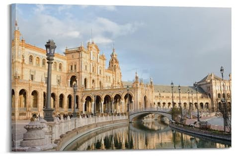 GLJXFP Schönes Stadt-Poster, Plaza De Espana, dekoratives Gemälde, Leinwand, Wandposter und Kunstdruck, moderne Familienschlafzimmer-Dekoration, Poster, 50 x 75 cm