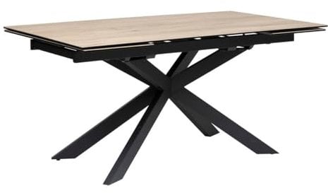 Atmosphera Créateur d'Intérieur - Table à Dîner Extensible Boot Beige Effet Bois - 6 à 10 Places - Verre Trempé et Céramique - Déperlant Résistant