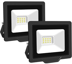 SKYWORLD 10W Projecteur LED Extérieur 2 pièce,1000LM Projecteur LED IP67 Etanche Spot LED Extérieur,6000K Blanc Froid Projecteur Exterieur LED,Projecteur Extérieur pour Cour Jardin Garage Terrasse