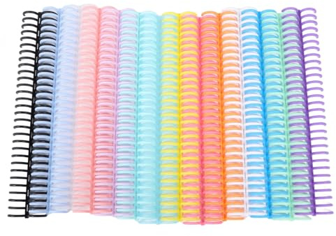 14-teiliges Ringbinder Set mit PP-Kunststoff Bindekämmen in 14 Farben, 150 Blatt Kapazität für A4 A5 B5 Dokumente inkl. Notizbuch und Tischkalender