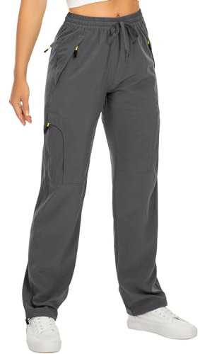 yeyity Wanderhose Damen Atmungsaktiv Cargohose Leichter Quick Dry Outdoorhose UV-Schutz Trekkinghose Funktionshose Jogginghose(6608,Dark Grey,L)