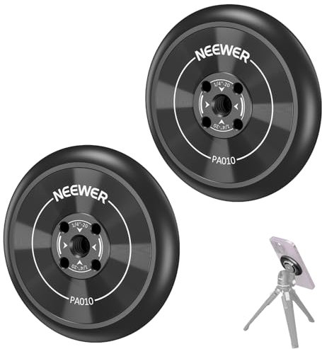 Neewer Magnetic Phone Tripod Mount Adapter with Adhesive Magnetic Ring 2 Pack Compatible with MagSafe iPhone 16 15 Pro Max Plus 14 13 12, 1/4 Thread for Video Recording Selfie Stick Ring Light, PA010