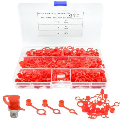Alethron 150 Stück Schmiernippel Schutzkappe Schmiernippel Sortiment M6 M8 M10 Schutzkappen für Schmiernippel mit Aufbewahrungsbox Schmiernippelkappe für Die Meisten Auto Motorrad