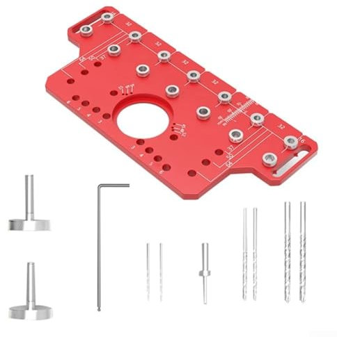 HEBEOT Drilling Guide Template 2 - In - 1 Door Handle Shelf Pin Drilling Guide Jig Aluminum Alloy For Punching And Drilling cabinet Door Drawer Door 223 * 160 * 102 Mm(Type A)