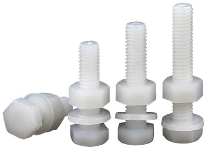 AQXYWAZQ Ensemble combiné de vis et écrous hexagonaux extérieurs en Nylon Blanc, rondelles, boulons en Plastique isolés filetés métriques M3 M4 M5 M6 M8 5-100(100 Set,M6x50)