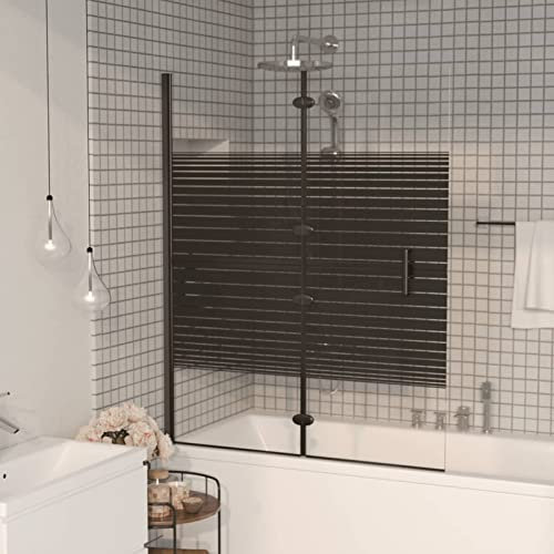 ShGaxin Faltbare Duschkabine ESG 120x140 cm Schwarz, Duschwand, Dusche Komplett, Duschabtrennung, Duschtür, Duschabtrennung Badewanne