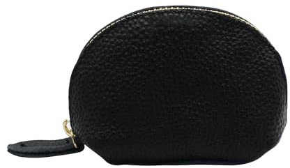 AdiStylinno Petit portefeuille pour femme, en cuir synthétique, petit porte-monnaie, vintage mignon demi-rond, petit porte-monnaie avec fermeture éclair, Noir , 9 x 4 x 7 cm, Minimaliste