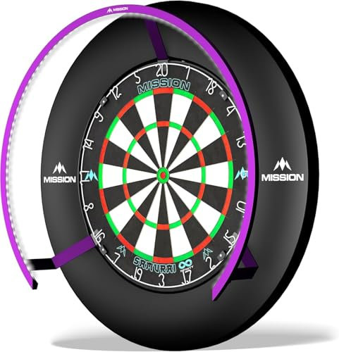 Mission Darts Torus 270 | Dart Board LED Lighting System with Easy Access to Dartboard Area for Unrestricted Play, Sand Blasted Black, Red, Blue, Green, Purple, Bronze and Silver Colours