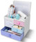RISEMART Desk Organiser with 3 Drawers, Desk Tidy Organiser with Pen Holder, Large Capacity Desktop Organizer Stationery Storage Box for School Office Desk Supplies (Pink, Blue, Purple)