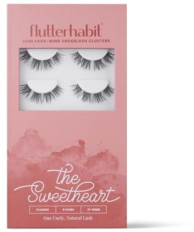 FlutterHabit Sweetheart Doll-Eyed Lashes - Doll-Eyed Eyelash Groups for Women - Eyelash Extension Set for Home in Salon Quality - 6 Eyelash Sets - No in