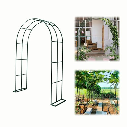 Arche de jardin avec cadre en acier avec treillis à roses amovible et pergola en métal 80 x 350 cm de large pour plantes grimpantes et roses