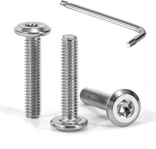 Tunejoy Vis à Tête Plate Torx M4 x 20 mm Vis à Six Pans Creux en Acier Inoxydable A2 V2A Boulons de Meubles Hexagonale avec Clé T20 Filetage Complet 30 Pièces