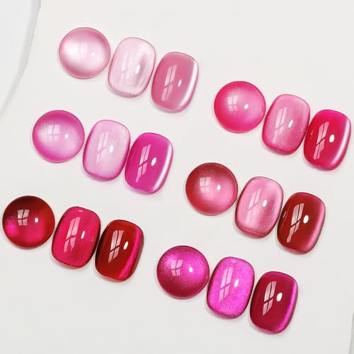 MIZHSE Cat Eye Gel Nail Polish Set, 6 Colors Cateye Magnetic Gel Polish Soak Off UV Kit with Magnet Spring Summer Design for DIY Manicure Nail Art Salon at Home