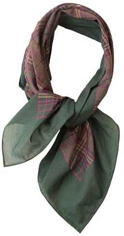 Prettystern Unisex Seide Baumwolle Mix 65/65 cm Halstuch handrolliert Nickituch Kopftuch Bandana Seidenhalstuch Damen & Herren Rot Grün Karo SC16