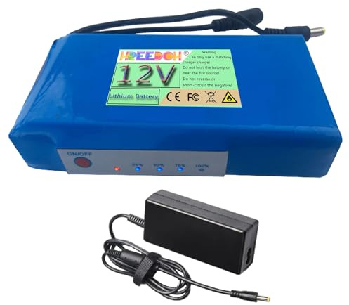 FREEDOH Batteria al Litio 12V Batteria Ricaricabile 5000mAh 6000mAh 7000mAh 9000mAh 12000mAh Batteria agli ioni di Litio per Strisce Luminose a LED con Caricabatterie,12v12000mah