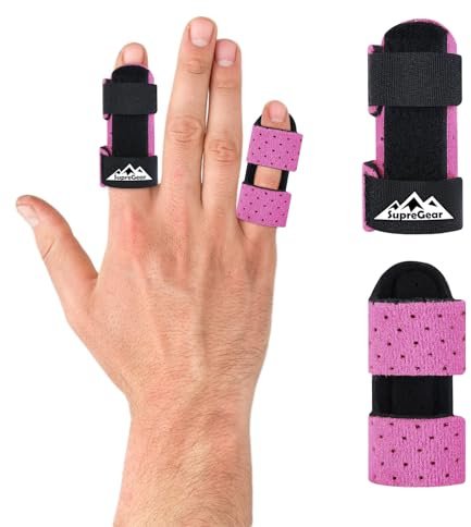 supregear Fingerschienen, 2 Stück Verstellbare Fingerstütze, Bequemer Finger Stabilisator für Gebrochene, Verstauchte, Arthritis, Sehnenentzündung und Geschwollene Finger, Rosa