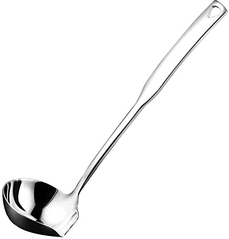 MRNHA 304 Acier Inoxydable Soupe Louche Punch Cuillères Ladell Lumineuses avec Bec Verseur Louches à Sauce pour Servir, 11,8 Pouces