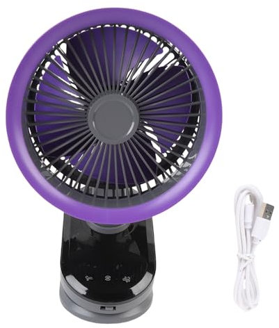 Hiraith Auto Oscillating Desk Fan 100 Speeds, Desk Oscillating Fan, Type-C Fast Charging, 90° Adjustable, 6H Runtime, Portable for Bedroom/Office/Table, with Hook & Clamp