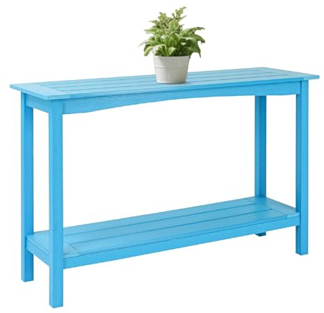 AeasyG Wetterfeste HIPS Outdoor Console Tisch, 48 Zoll 2-Etagen Side Table für Innen- und Außenbereich, multifunktionaler Buffettisch Bar-Speicher-Organisator für Eingang, Garten, Terrasse