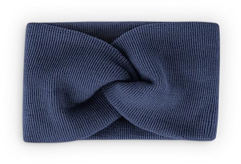 Ehrenkind® Stirnband Kinder Merinowolle, Knotenstirnband atmungsaktiv, Dunkelblau, One Size