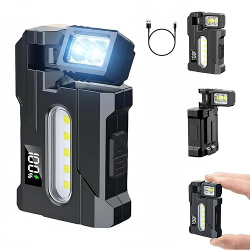 RandJ Lampe de poche EDC rechargeable G5, rotation à 180°, 400 lumens, super lumineuse, lampe de poche magnétique RVB pour 3 modes, double lumière, mini porte-clés portable pour camping en plein air