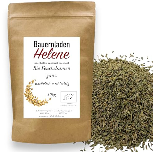 Bio Fenchelsamen 500g – ganze Fenchel Saat zum Essen | Ganze Fenchel Saat zum Essen aus biologischem Anbau – ideal für Fencheltee, Brot und Gewürzmischungen