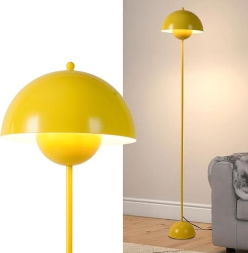 Alpinaluz Stehleuchte mit gewölbtem Parabolschirm: Klassisch, modern und nordisch, ideal für Wohnzimmer und Esszimmer mit E27-Sockel (Gelb)