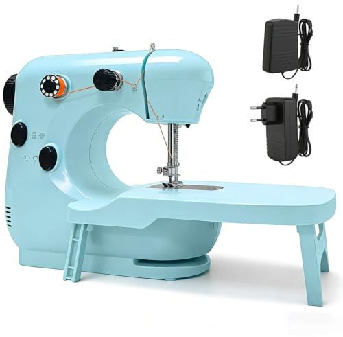 Mini Nähmaschine für Kinder & Anfänger, Fußbetätigte und Manuell Bedienbare | 2 Geschwindigkeiten, Kinder Nähmaschine mit Ausziehtisch, Tragbar & leicht, Einfache Bedienung, für Kinder ab 8 Jahren