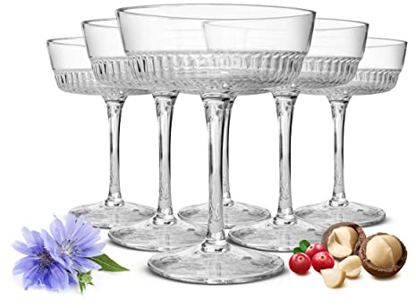 Sendez 6er Set Margarita-Gläser mit Relief – 230 ml Cocktailgläser aus hochwertigem Glas, transparent, spülmaschinengeeignet, elegante Trinkgläser für Cocktails & besondere Anlässe