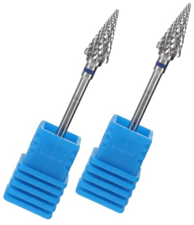 Housoutil 2pcs Umbrella-shaped Tungsten Steel Nail Polishing Drill Bits with Blue M Cuticle File Head for Gel Polish Removal Manicure Pedicure Nail Tools Set and Home Use
