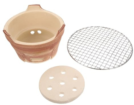 DOITOOL Mini Barbecue au Charbon en Terre Cuite Marron avec Grille Compact et Portable pour Jardin Camping et Pique-niques Ustensile Polyvalent pour Barbecue D’extérieur Couleur Aléatoire