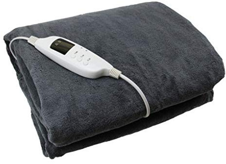 Guaranteed4Less Electric Heated Blanket Throw Over Soft Fleece Washable Polyester Warm Mattress (Grey)