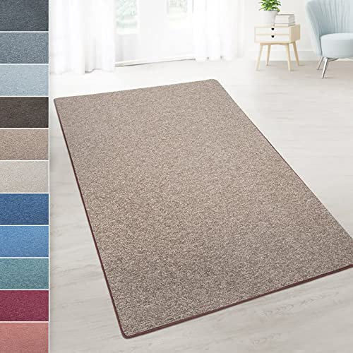 casa pura Teppich Läufer London - Meterware - Teppichläufer für Wohnzimmer, Flur, Küche - Flacher Schlingenflor (Hellbraun - 100x200 cm)