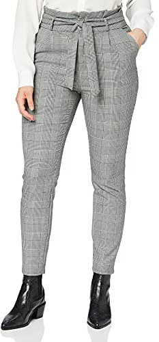 Vero Moda Femme Vmeva Hr Loose Paperbag Check Noos Pantalon, Gris, S / 30L EU