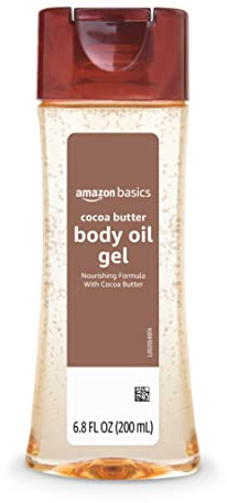Amazon Basics Body Oil Gel with Cocoa Butter, Paraben Free, for Very Dry Skin, 6.8 Fl Oz, 1-Pack (Previously Solimo)