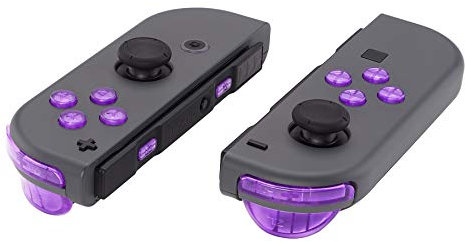 eXtremeRate Tasti Kit per Joycon,Pulsanti Direzionali ABXY SR SL L R ZR ZL Trigger Grilletto Molle Ricambio per Nintendo Switch/OLED Controller con Cacciaviti,Senza Joycon-Trasparente Viola Atomico