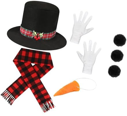 Schneemann Kostüm Sets Weihnachten Winter Frosty Kostüm Schneemann Mütze Mit Tutus Rock Karotte Nasenschal Handschuhe Pompons Bälle