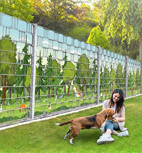 MyMaxxi Felder Zaunsichtschutz | Wald alle Felder 9 Streifen |viele Felder kombinierbar | Sichtschutzstreifen für Doppelstabmattenzaun | Windschutz Sonnenschutz Blickdicht | Sichtschutz Garten