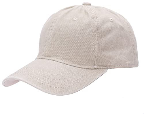 Leoodo Baseball Cap Herren Damen 6 Panel Vintage im Washed Used Look, Unisex Baumwolle Baseballkappe Basecap Mütze Outdoor Running Freizeit Sport Verstellbar Einfarbig, Mütze Farbe 2020:Beige