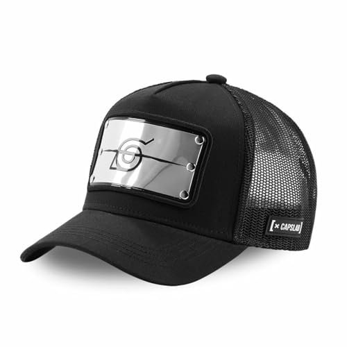 Cap Herren Naruto Shippuden, Tracker Kappe Herren, Symbol Ninja-Dorf, Natürlich, Schwarz, Einheitsgröße