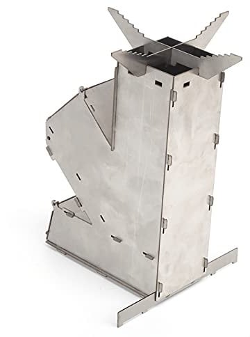 Ladieshow Rocket Stove Estufa portátil duradera conveniente de acero inoxidable desmontable para mochileros para cafeteras, cazuelas, teteras, teteras