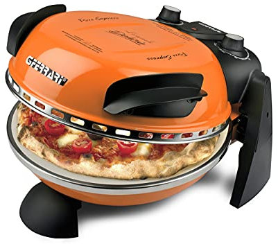 G3 Ferrari G10006 Pizza Express Delizia, Forno Pizza, 1200 W, Termostato regolabile 400°C, Pizza fragrante in 5 minuti, Doppia resistenza riscaldante, Ricettario e Palette inclusi, Arancio