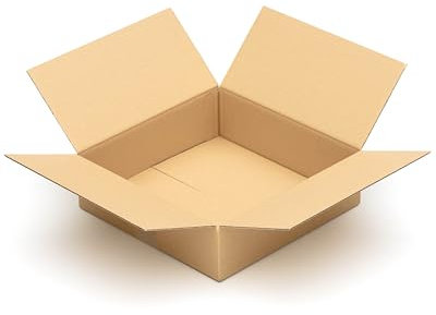 KK Verpackungen Versandkartons 350 x 350 x 100 mm Braun 1-wellig (Außenmaß 356 x 356 x 110 mm) | 25 Stück, Faltkartons Kartons geeignet für Versand als DHL Paket DPD Hermes GLS Paketklasse S (KK133)