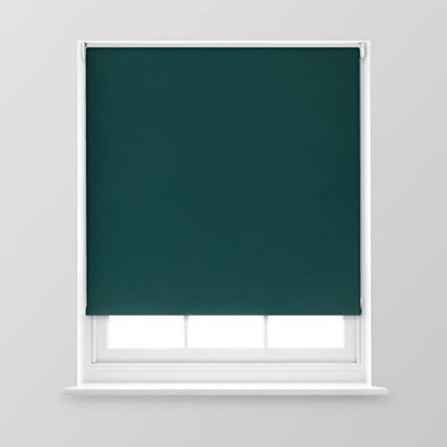 A.Unique Home Premium Trimmable Thermal Blackout Roller Window Blind in a Variety of Colours and Sizes Ideal for any Room - 5FT - Dark Green - 150cm (W) x 170cm (L) | 59 (W) x 66.9 (L)