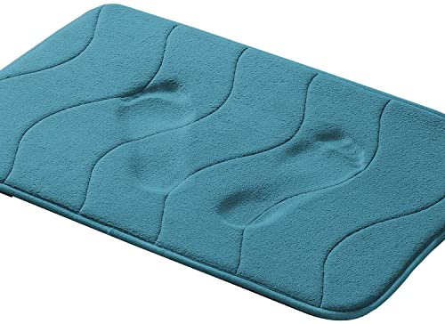 LINFKY Badezimmerteppich Pflegeleichte Badematte Memoryschaum, Extrem Saugfähiger Badteppich Duschvorleger Badvorleger rutschfest Waschbar, Bad Teppich Badezimmer (Dark Teal,50 x 80 cm)