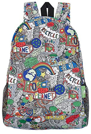 ECO CHIC leichter faltbarer Rucksack | Robuster, wasserabweisender Rucksack | Tagesrucksack zum Wandern, Camping, Reisen | Hergestellt aus recycelten Plastikflaschen (Rette den Planeten)
